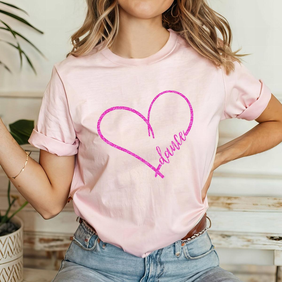 Glitter Dance Heart T Shirt Made with Real Glitter Dance Teacher V Neck Shirt Cute Ballerina For Ballet Dancing Tee for Dance Moms Gift Idea Graphic Tee – Bold Style · Perfect For Daily Wear
