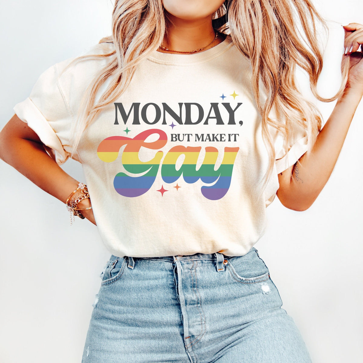 Monday But Make It Gay Shirt Gay Pride Shirt LGBTQ Shirt Queer Shirt Lesbian Shirt LGBT Shirt Gay Pride Shirt Equality Shirt Graphic Tee – Soft Feel · Top Pick For Any Outfit