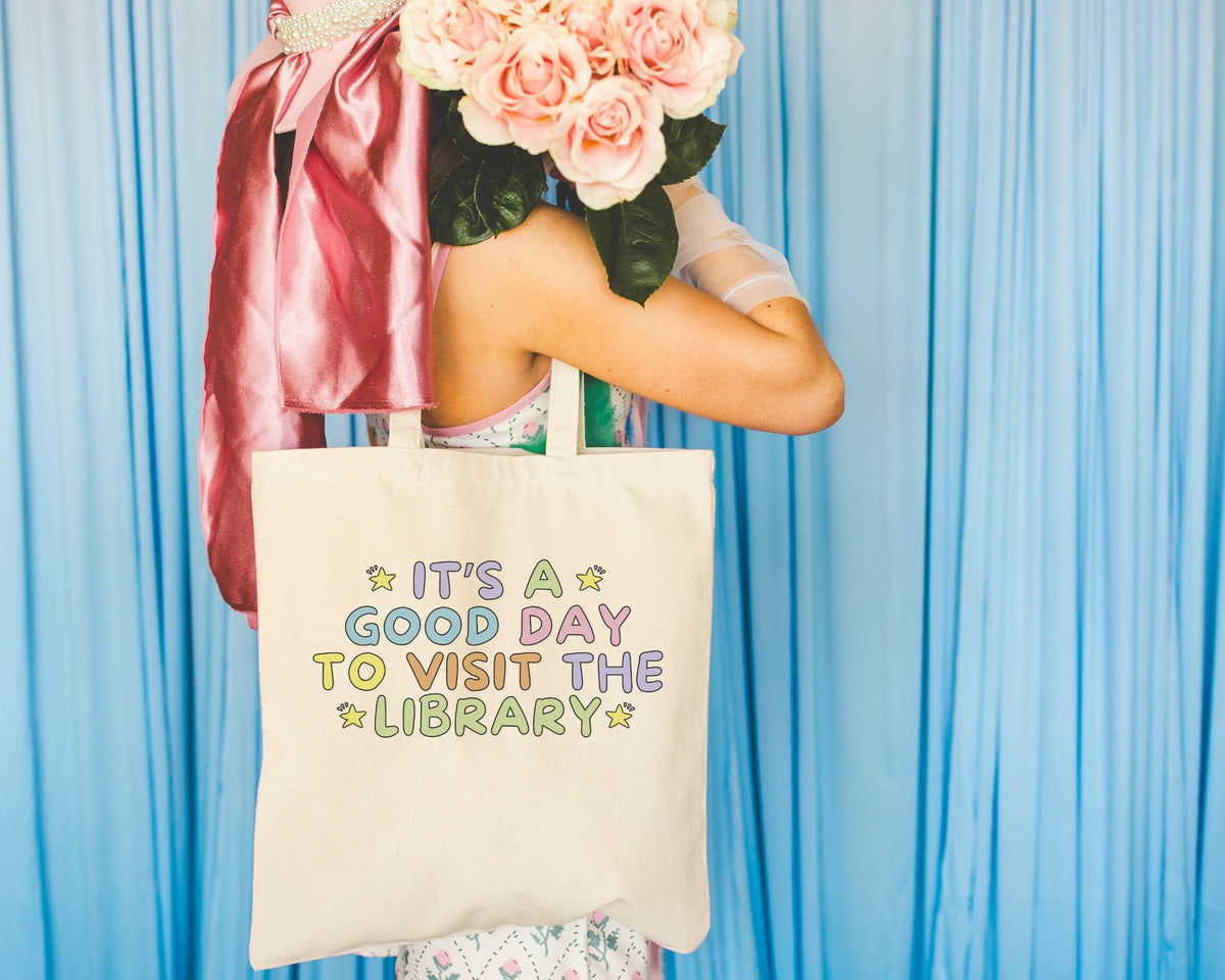 Cute Library Tote Bag Book Lover or Romance Reader It39s a Good Day to Visit the Library Colorful School Librarian Author Gift 90s Vibe Tote Bag – Everyday Comfort · High-Quality Print
