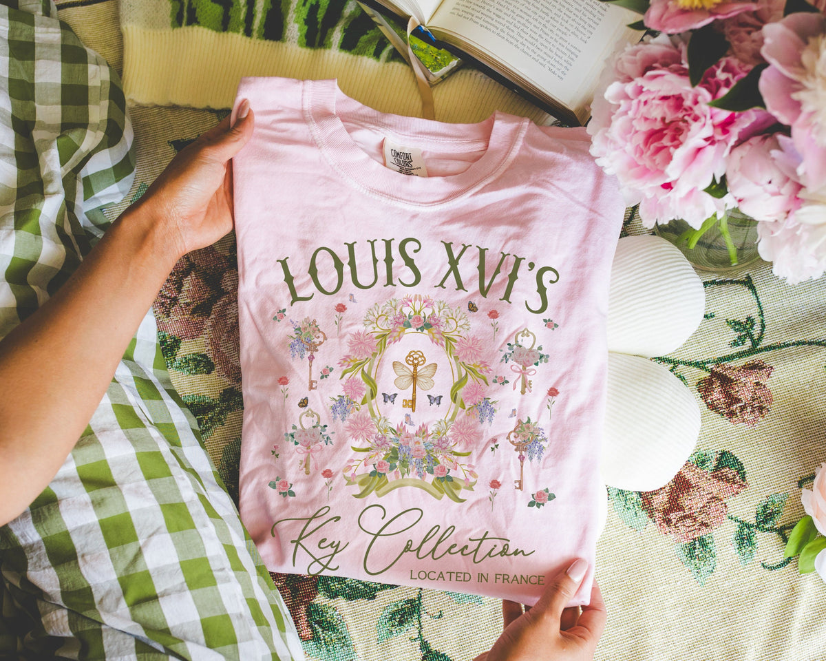 Cozy Wildflower History Tee Shirt for Friend Who Loves French History Louis the 16th39s Key Collection Silly Mock Tourism Tee for Historian Graphic Tee – Soft Feel · High-Quality Print