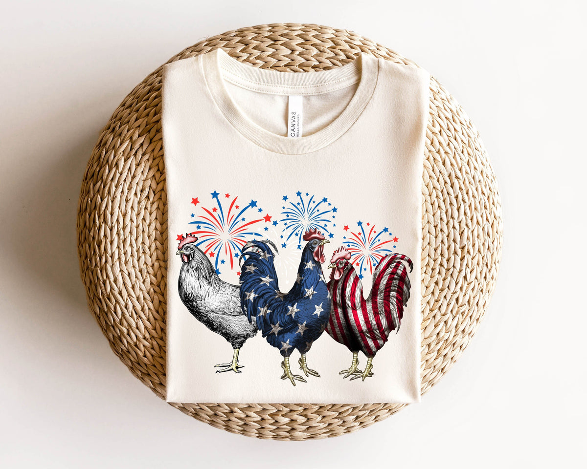 4th of July Chicken Shirt Fourth of July T ShirtPatriotic Mom ShirtGift for HerFarm 4th of july ShirtWoman 4th of July Shirt Graphic Tee – Aesthetic Look · Must-Have Style