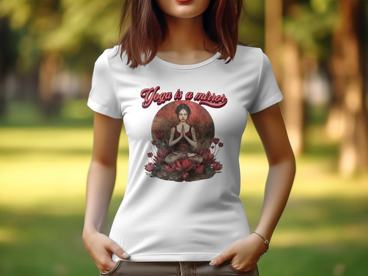 Yoga is a Mirror Tee Yoga Design TShirt Zen TeeWomens Yoga Top Meditative Practice Shirt Spiritual Clothing Casual Yoga Wear 22 Graphic Tee – Everyday Comfort · Great Gift For Fans