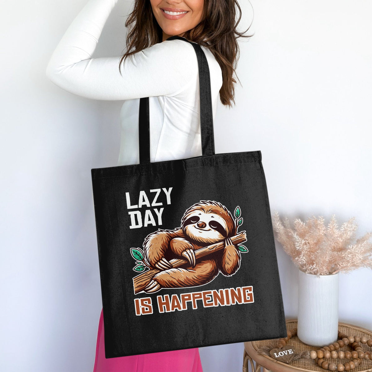 Cute Sloth Tote Bag Lazy Day Design Funny Gift for Lazy People Cute Cartoon Sloth Illustration Perfect for Sloth Lovers Tote Bag – Bold Style · High-Quality Print