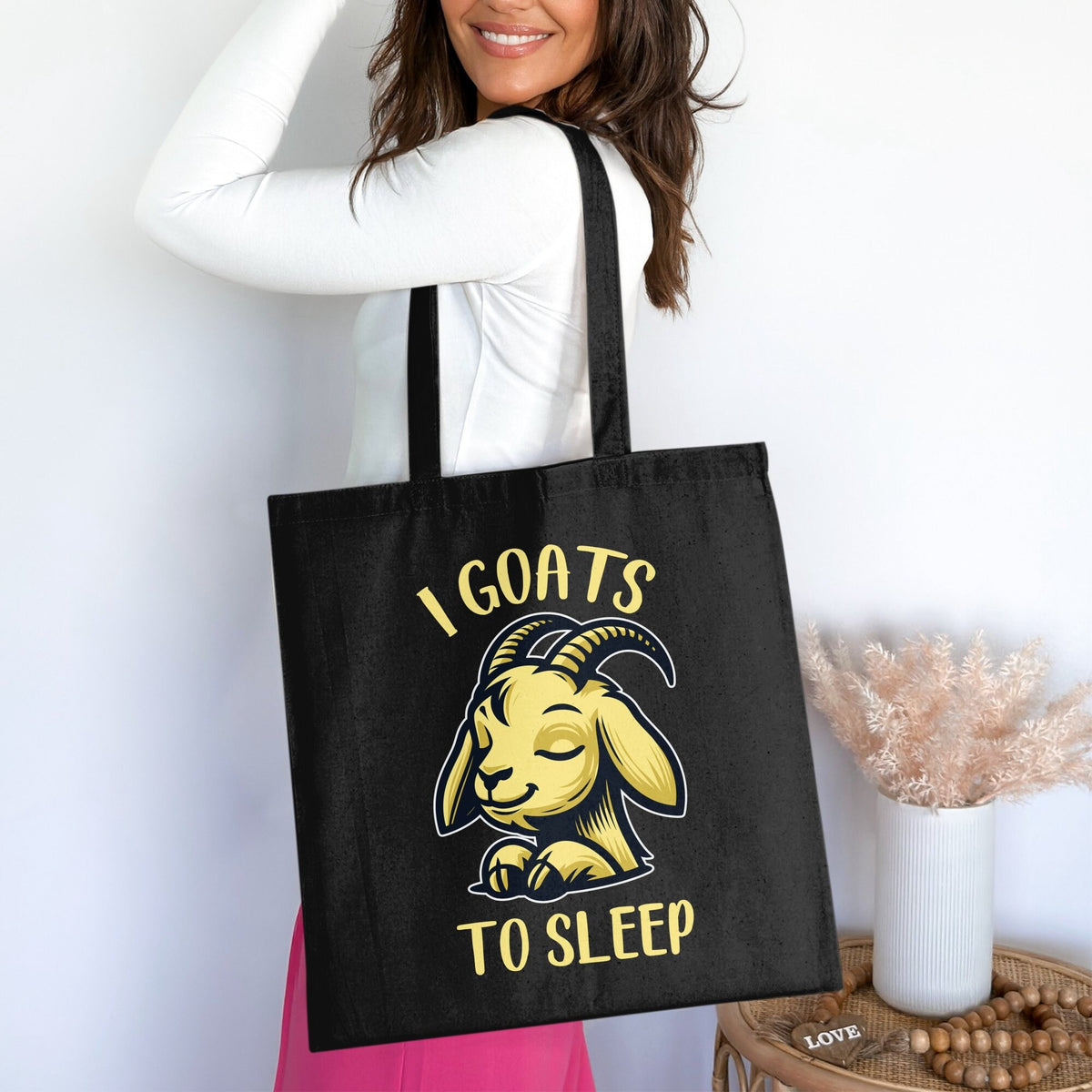 Funny Goat Lazy Design Tote Bag Lazy People Cute Tote Unique Tote Bag Gift Farm Animal Tote Humorous Design Grocery Bag Tote Bag – Easygoing Wear · High-Quality Print