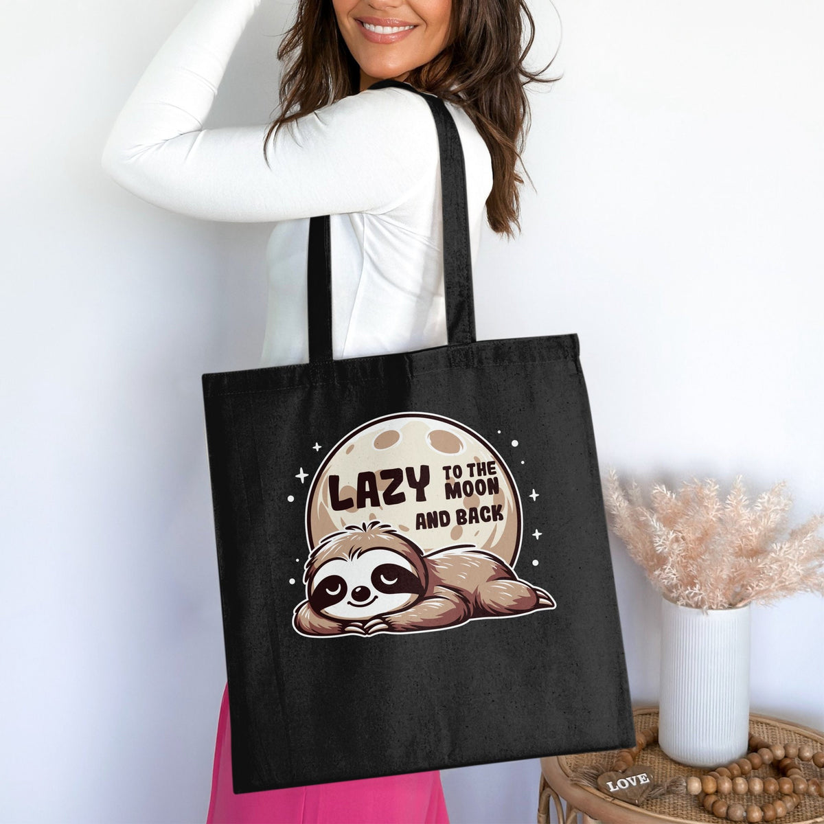 Lazy To The Moon And Back Tote Bag Funny Lazy Design Tote Bag For Lazy People Unique Cute Sloth Gift Tote Bag Tote Bag – Soft Feel · Great Gift For Fans