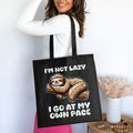 Funny Lazy Sloth Tote Bag Cute Sloth Tote Bag Lazy Design Tote Bag Sloth Gift for Lazy People Funny Gift Tote Bag Tote Bag – Easygoing Wear · Perfect For Daily Wear