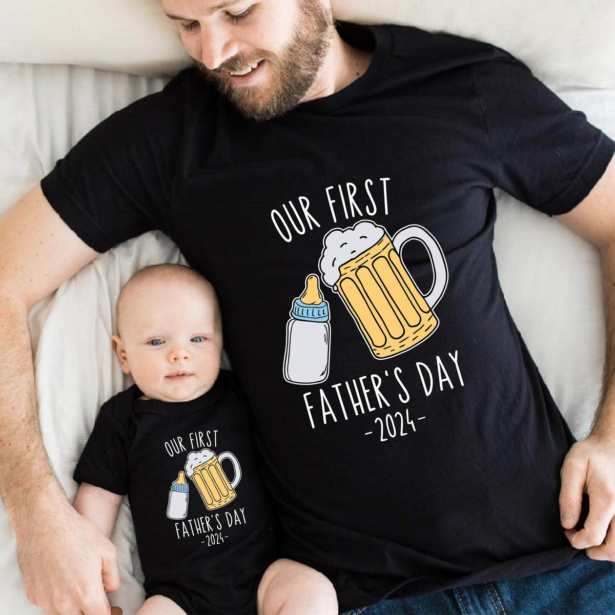 Our First Father39s Day Matching Shirt And Bodysuit Drinking Buddies Fathers Day Shirts Dad And Baby Shirts Fathers Day 2024 Gift Graphic Tee – Aesthetic Look · Perfect For Daily Wear