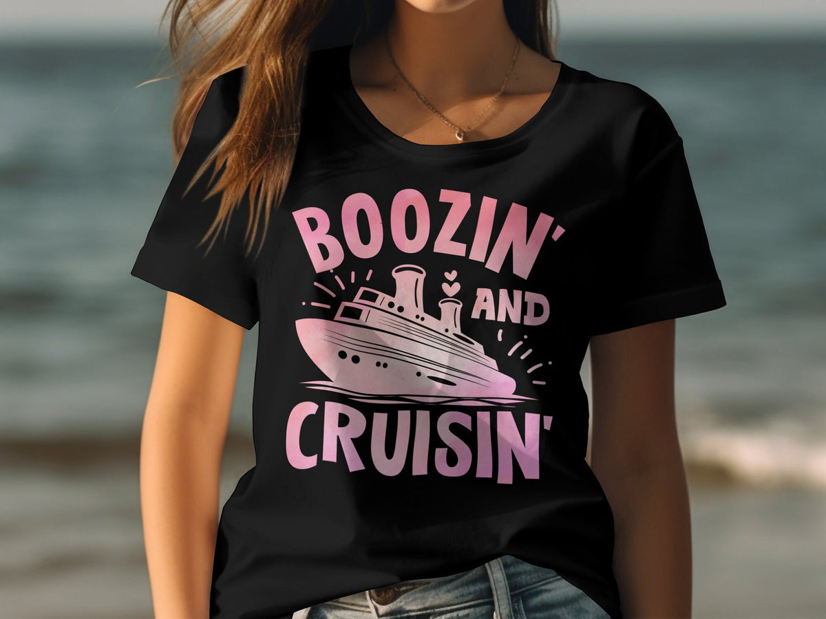 Boozin39 and Cruisin39 Women39s LadyFit Cruise TShirt Perfect for That Cruise Holiday Fun and Stylish Cruise Apparel Graphic Tee – Warm & Stylish · Trending Graphic Apparel