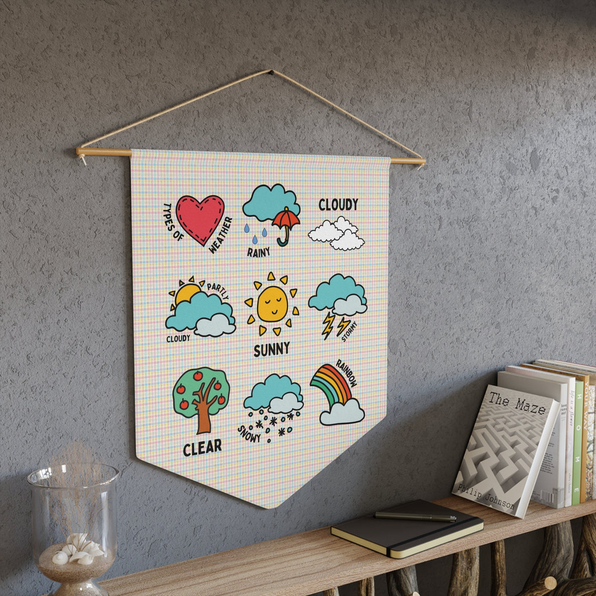 Cute Weather Pattern Wall Pennant Second Grade Teacher Elementary Education Graduation Gift for Friend Teaching Elementary Science Classes Graphic Tee – Aesthetic Look · High-Quality Print