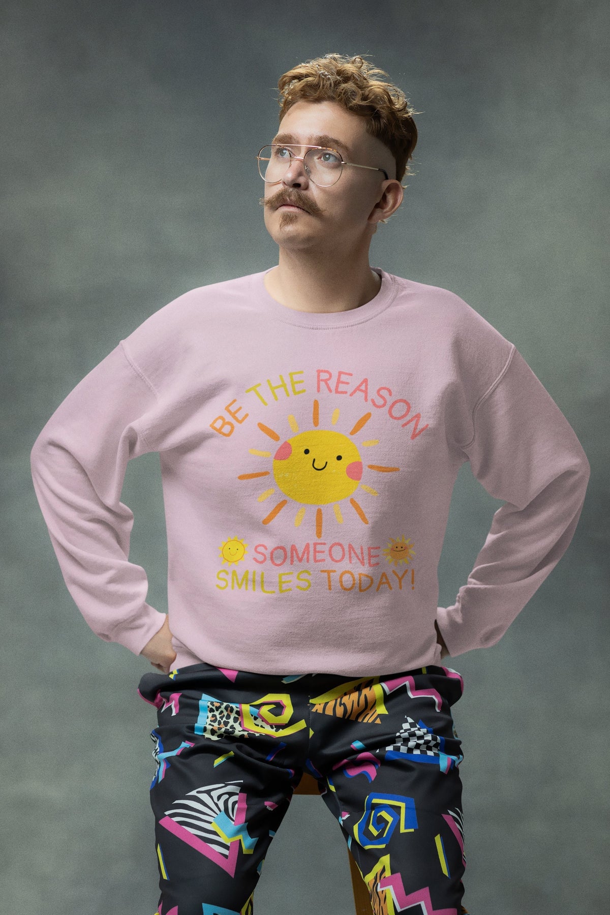 Cute Teacher Sweatshirt with Positive Affirmation Be The Reason Someone Smiles Today Colorful and Happy School Librarian or Principal Gift Sweatshirt – Fan Favorite · Great Gift For Fans