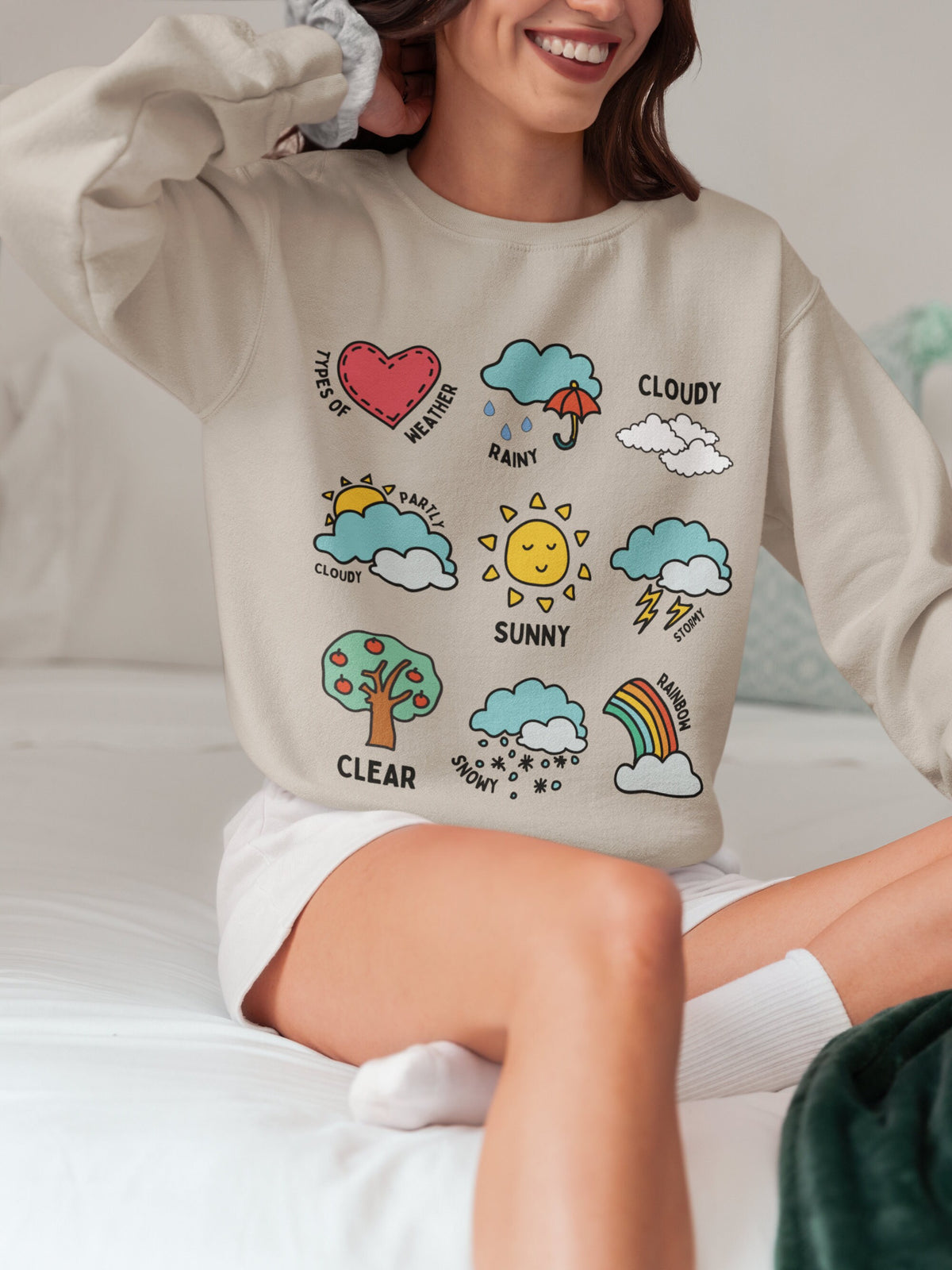 Cute Weather Pattern Sweatshirt for Second Grade Teacher Elementary Education Graduation Gift Friend Teaching Elementary Science Classes Sweatshirt – Cozy Vibes · Top Pick For Any Outfit