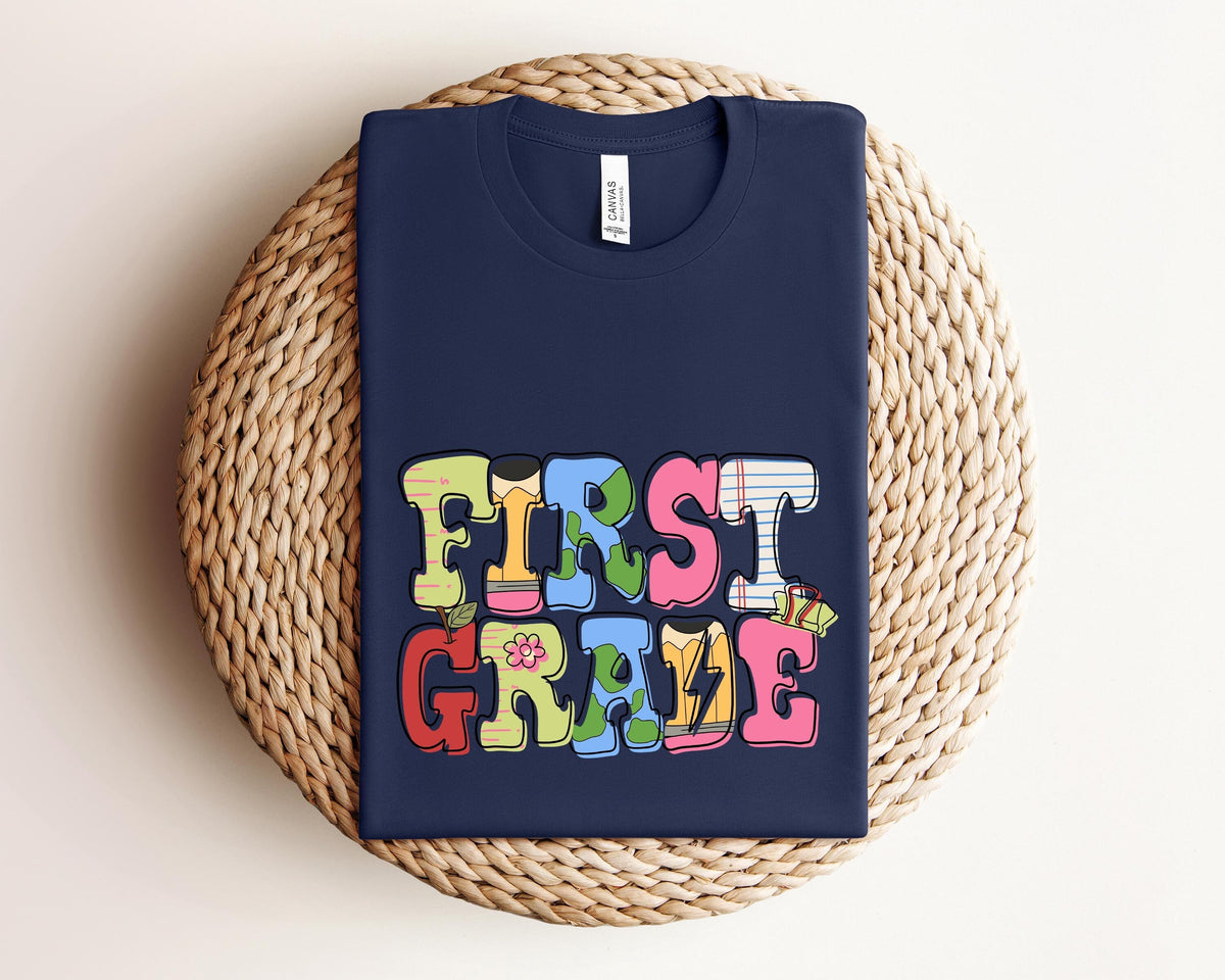 First Grade Team Shirt First Grade Shirt Back To School Shirt First Day Of School Shirt First Grade Teacher Shirt Kindergarten Shirt Graphic Tee – Bold Style · Trending Graphic Apparel