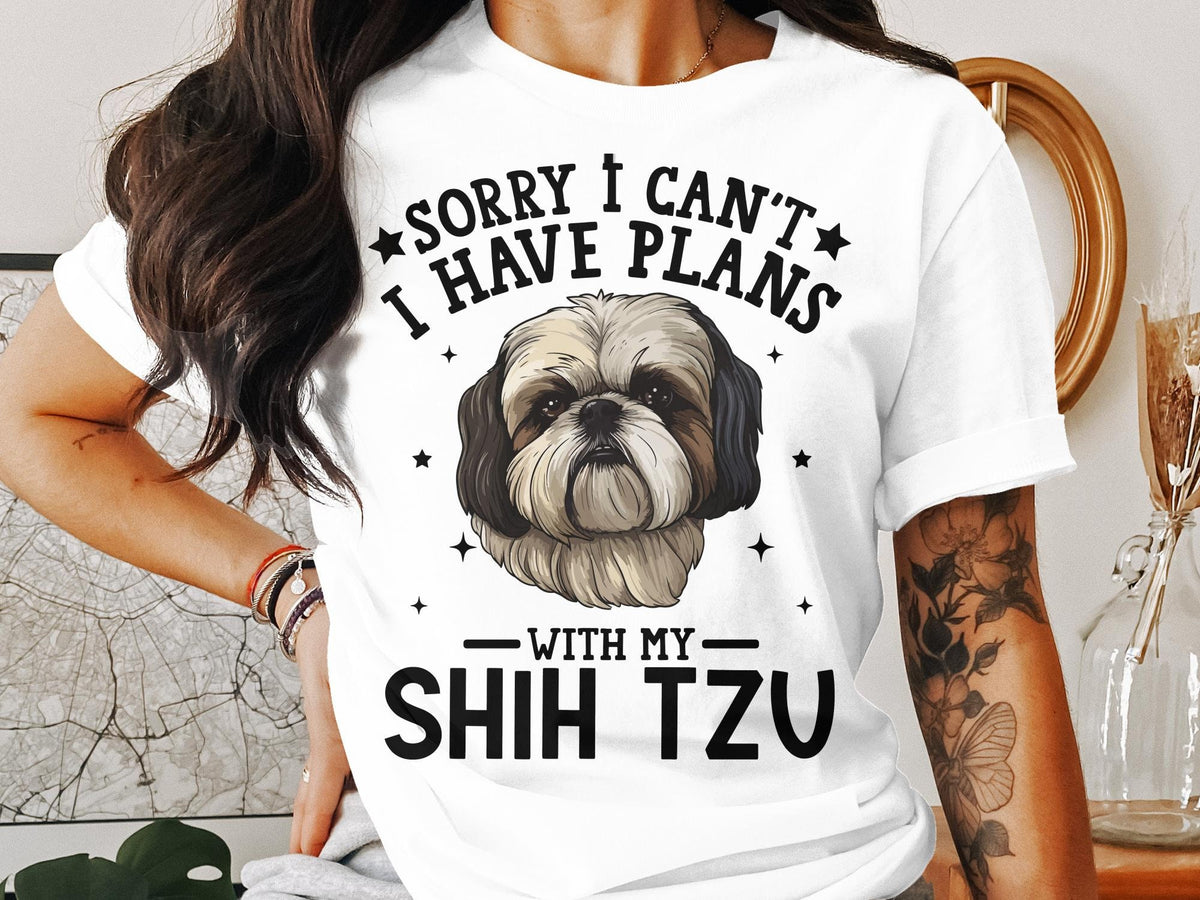 Dog T Shirt Sorry I Can39t I Have Plans Shih Tzu TShirt For Dog Lovers Womens Ladyfit Dog Shirt Funny Shih Tzu Graphic Cute Dog Lover Gift Graphic Tee – Warm & Stylish · Great Gift For Fans