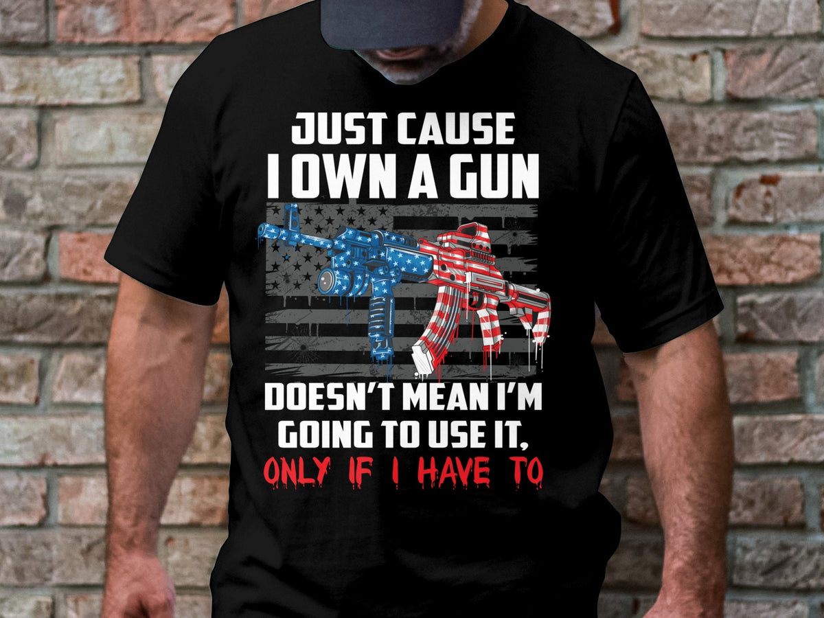 American Flag Rifle Graphic T Shirt Patriotic Only If I Have To Slogan Tee 2nd Amendment Rights Shirt USA Pride Graphic Tee Graphic Tee – Easygoing Wear · Must-Have Style