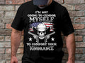 I39m Not Going To Censor Myself To Comfort Your Ignorance T Shirt Skull With Cowboy Hat American Flag Bold Statement Tee Graphic Tee – Feel-Good Design · High-Quality Print
