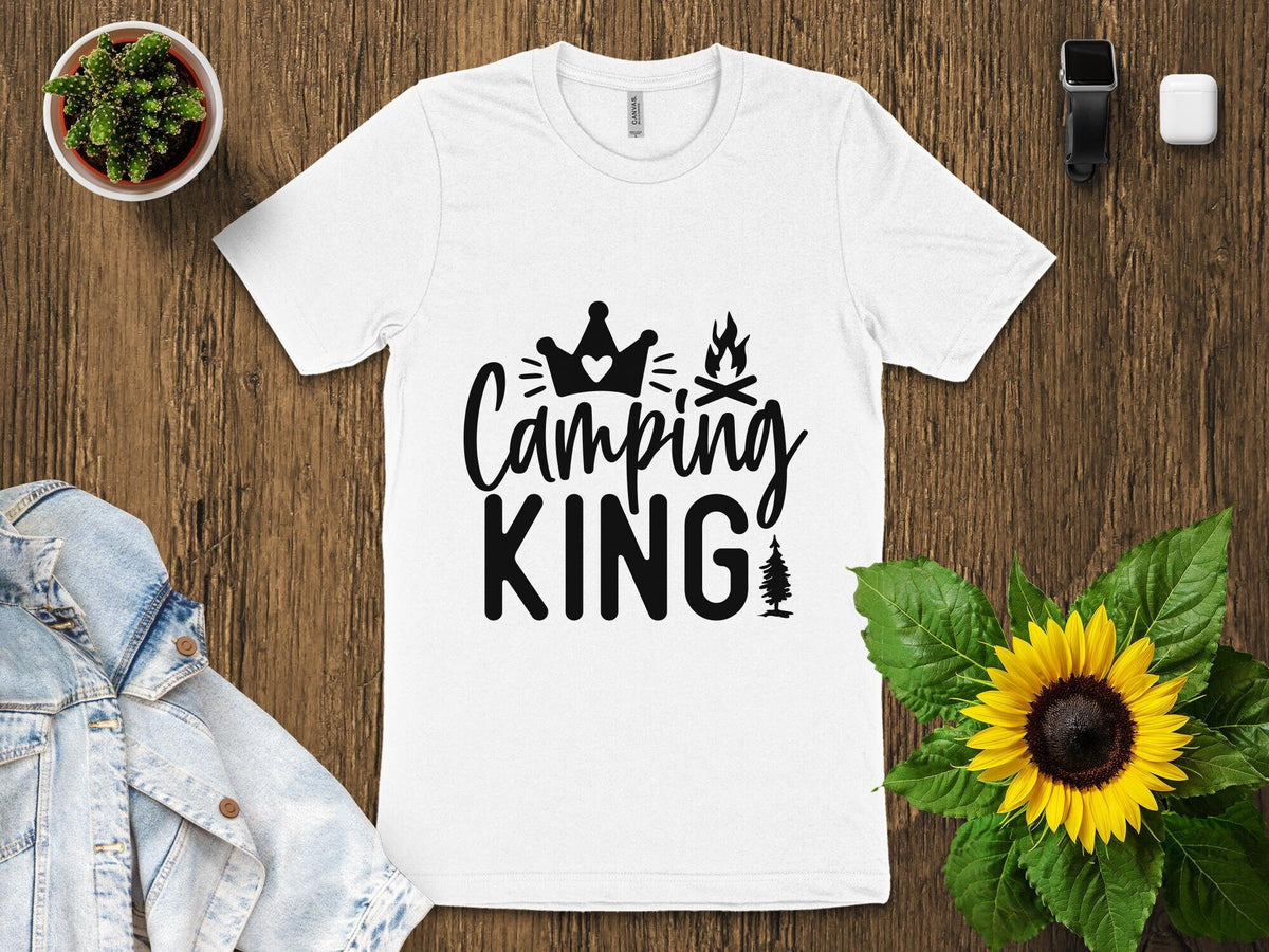 Men39s Camping King T Shirt Outdoor Adventure Graphic Tee Nature Lovers Casual Wear Hiking Enthusiast Gift Summer Campfire Shirt Graphic Tee – Easygoing Wear · Great Gift For Fans