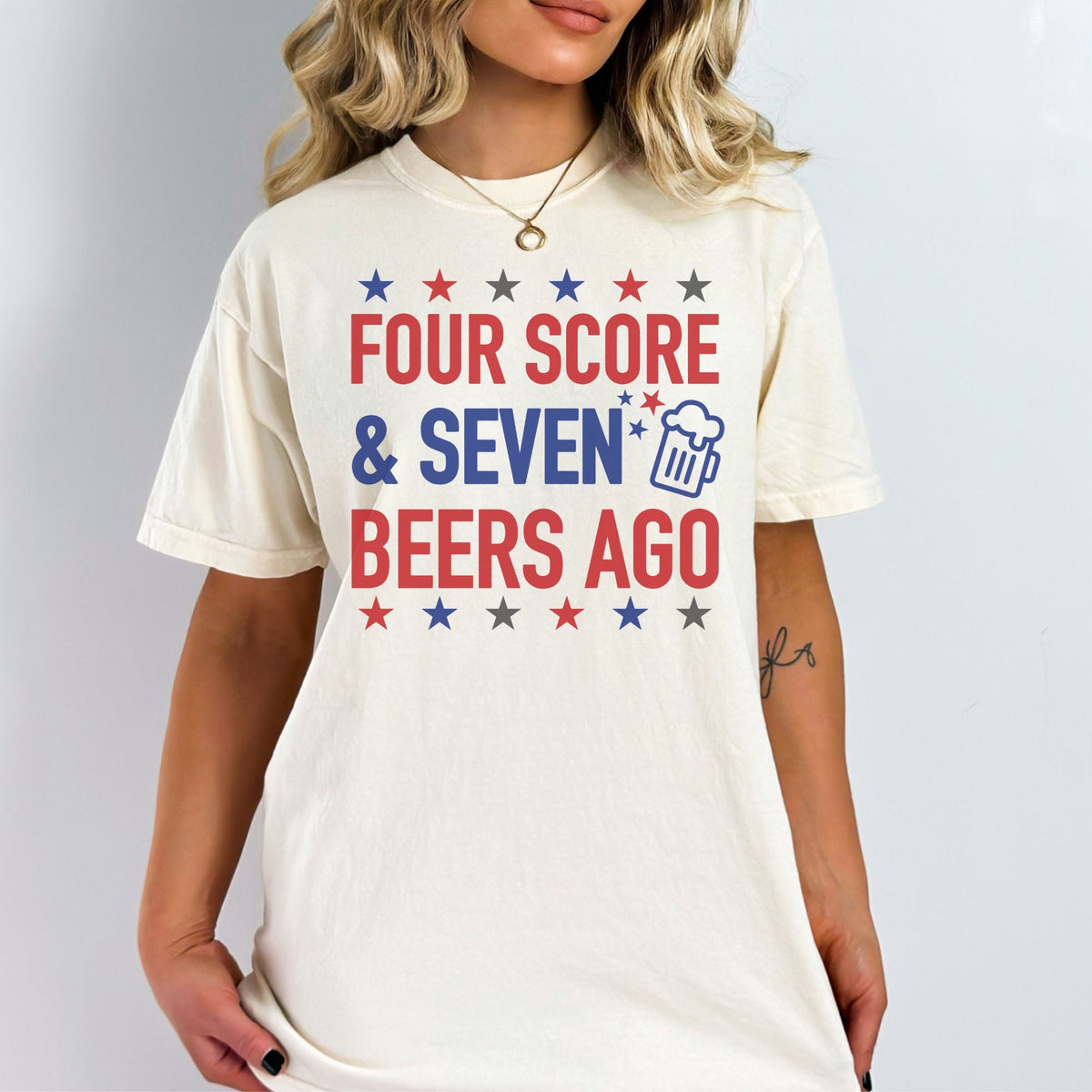 Four Score and Seven Beers Ago Tee Funny July 4th Tee Retro July 4th Tshirt Trendy USA Celebration Shirt Graphic Tee – Fan Favorite · Trending Graphic Apparel