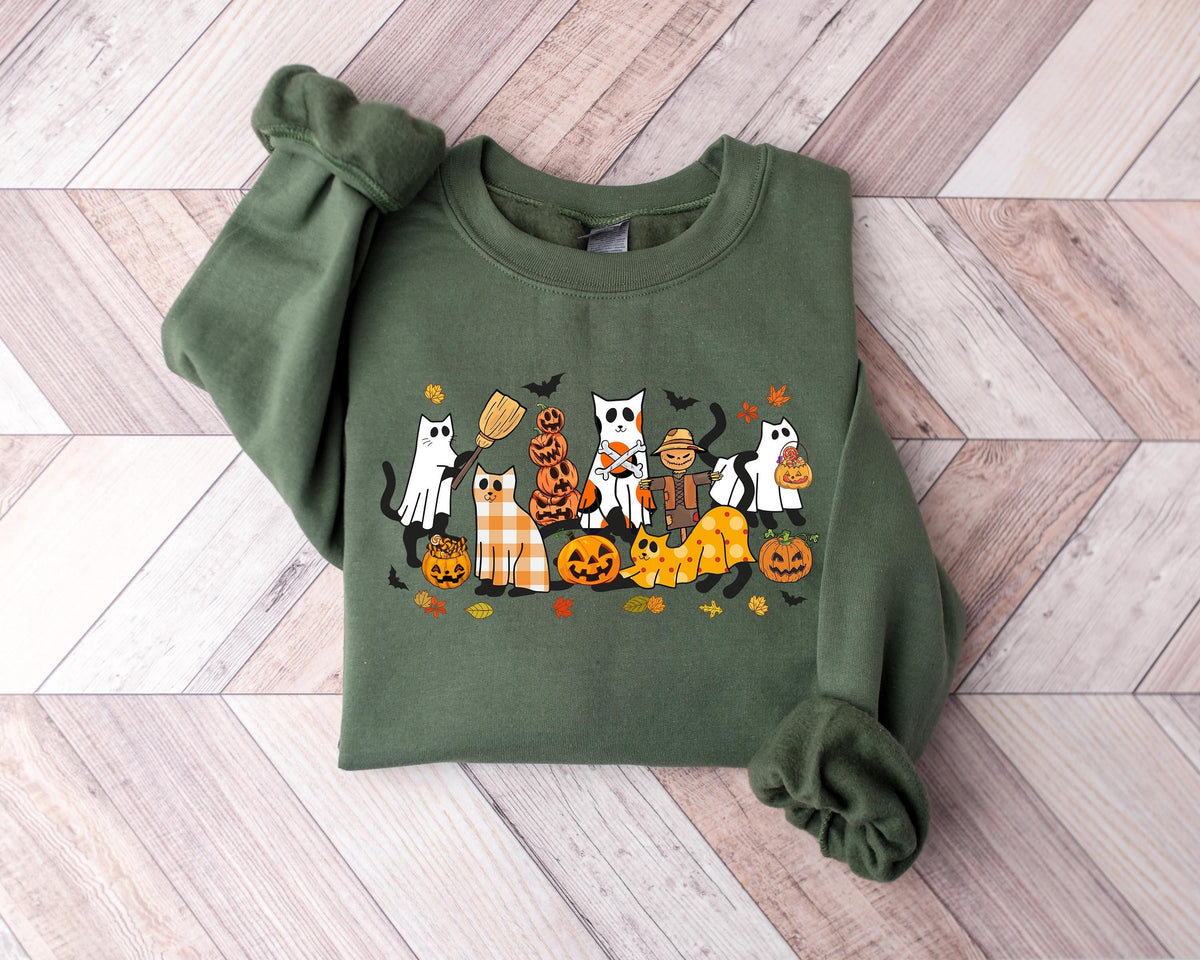Halloween SweatshirtCat SweatshirtGhost ShirtHalloween SweaterCool Halloween Cat ShirtCat Lover Tshirt Black Cat ShirtSpooky Season Sweatshirt – Warm & Stylish · Perfect For Daily Wear