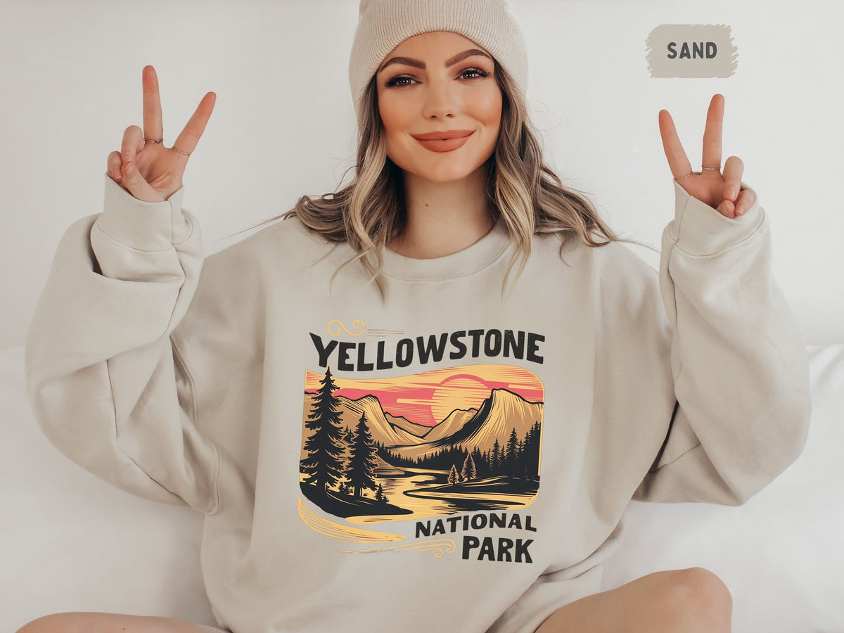 Yellowstone SweatShirt Vintage Yellowstone National Park Sweater Montana Vintage Inspired gift Yellowstone Wyoming National Park Souvenir Sweatshirt – Everyday Comfort · Top Pick For Any Outfit