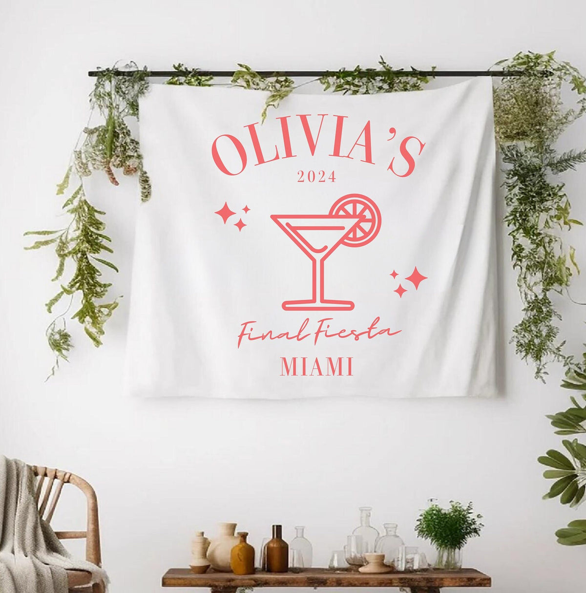 Final Fiesta Bachelorette Party Banner Tapestry Custom Coastal Bach Banner Bachelorette Weekend Backdrop Bridal Party Bach Welcome Sign Graphic Tee – Cozy Vibes · Perfect For Daily Wear
