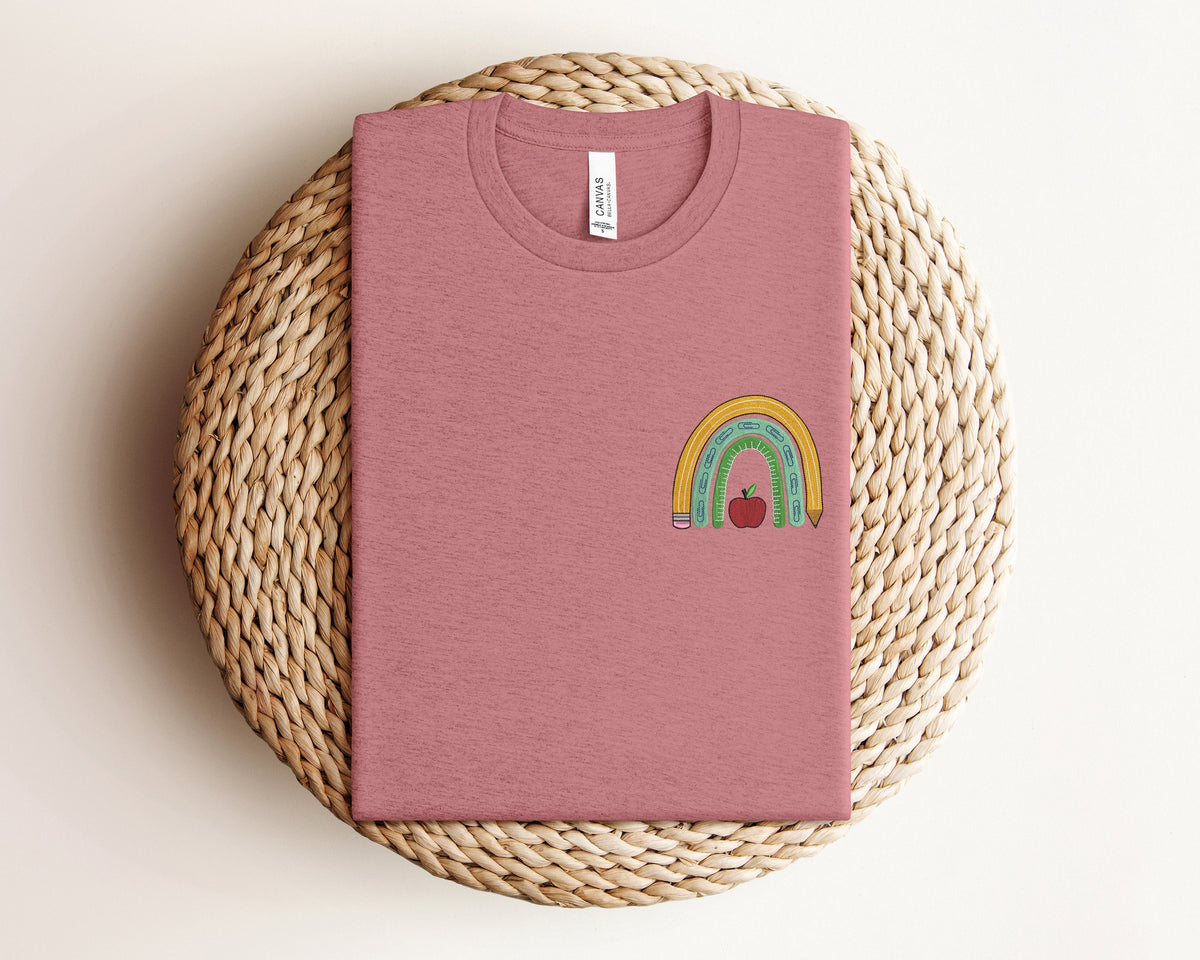 Embroidered Teacher Rainbow Shirt Embroidered School Shirt Back to School Sweatshirt Shirt For Teacher School Shirt Teacher Sweatshirt Sweatshirt – Easygoing Wear · Great Gift For Fans