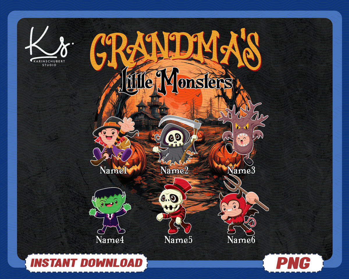 Halloween Grandma Mama Png Personalized Nana And Kids Names Shirt Png Custom Halloween Mimi Png Custom Monsters Png Family Halloween Png Graphic Tee – Cozy Vibes · Great Gift For Fans