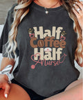 Half Coffee Half Nurse shirt Retro Coffee Nurse Tee for Coffee Lover Nurse Appreciation GiftsFunny Nurse Coffee Lover Tee Graphic Tee – Premium Graphic · Perfect For Daily Wear