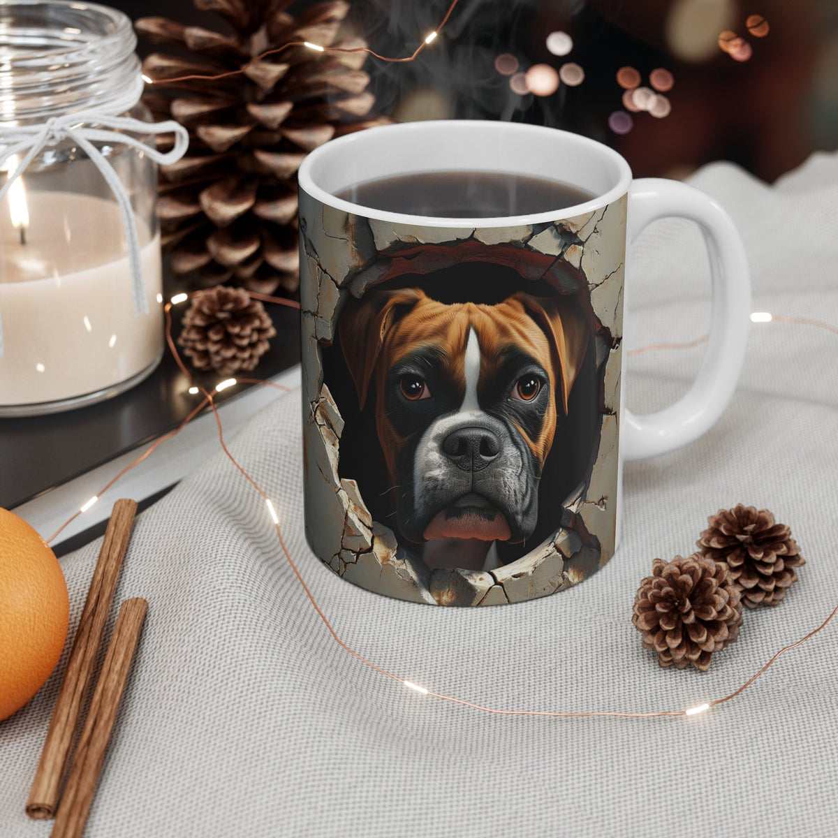 Coffee Mug Boxer Dog Peeking Through Wall Unique Boxer Dog Art Mug Humorous Pet Lover Gift Funny Boxer Coffee Mug Dog Owner Gift Graphic Tee – Aesthetic Look · Top Pick For Any Outfit