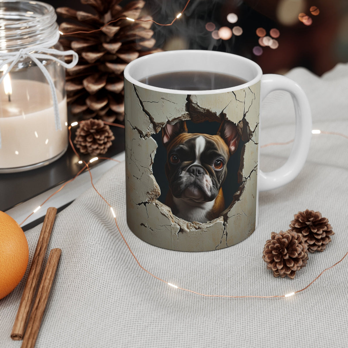 Coffee Mug Funny Bulldog Unique Dog Lover Gift Cute Pet Theme Coffee Cup Novelty Ceramic Mug for Dog Owners Cracked Wall Art Design Graphic Tee – Everyday Comfort · High-Quality Print
