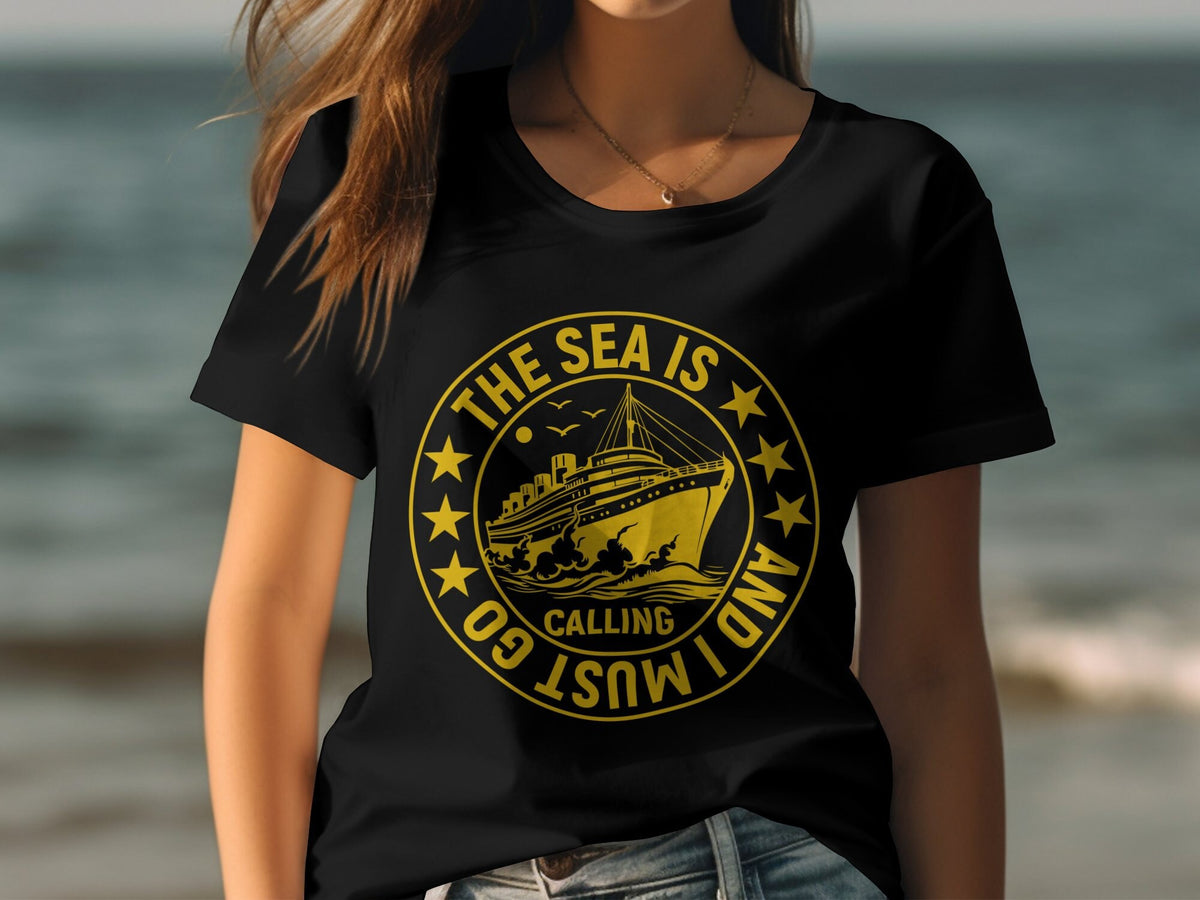 The Sea Is Calling And I Must Go Cruise Women39s Ladyfit TShirt Perfect For A Cruise Holiday Fun Gift For Sea Lovers Nautical Design Graphic Tee – Cozy Vibes · Perfect For Daily Wear