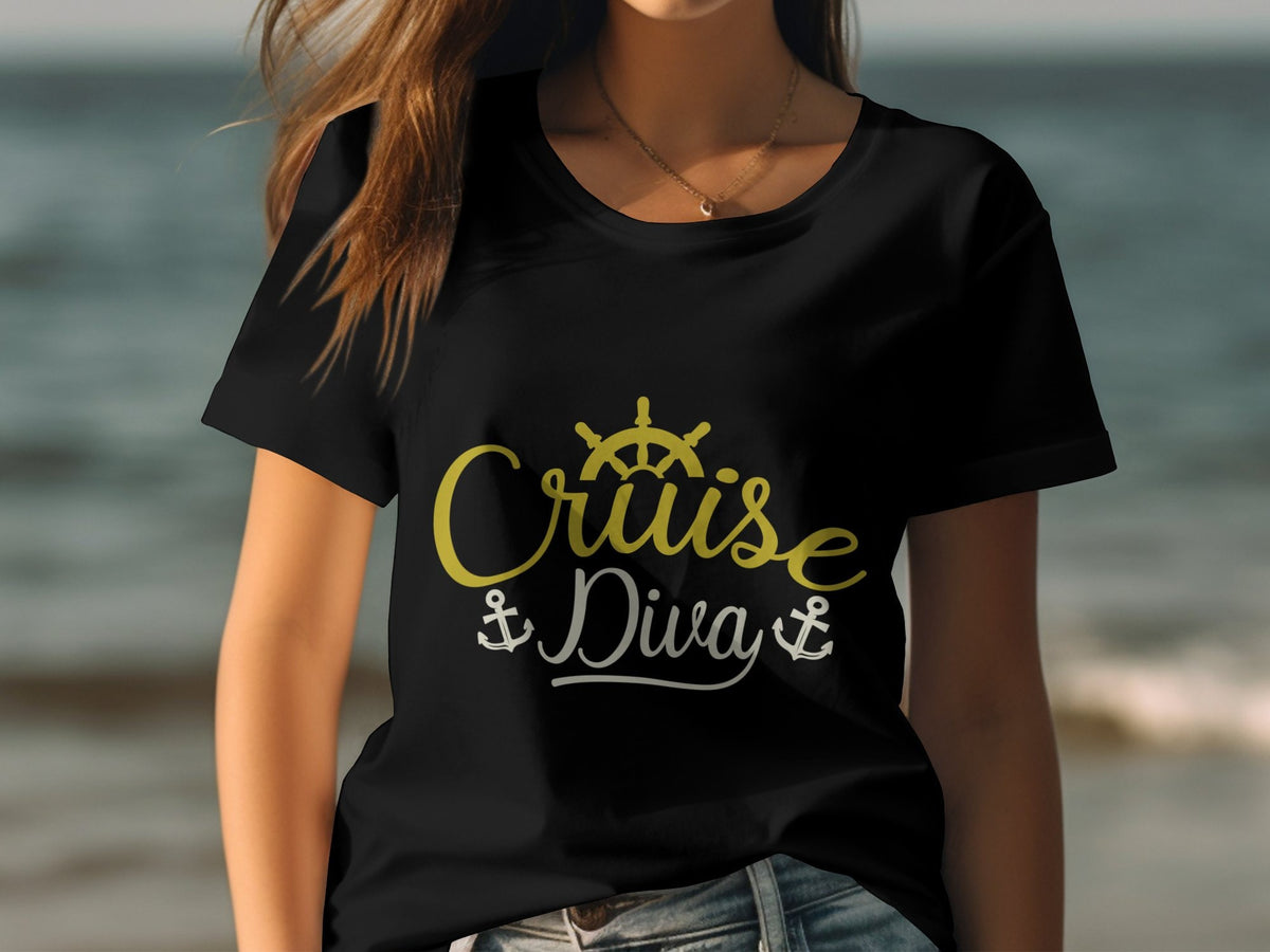 Cruise Diva Shirt Womens Ladyfit Cruise TShirt Perfect Cruise Holiday Attire Fun Cruise Vacation Shirt Nautical Anchor Design Graphic Tee – Bold Style · Top Pick For Any Outfit
