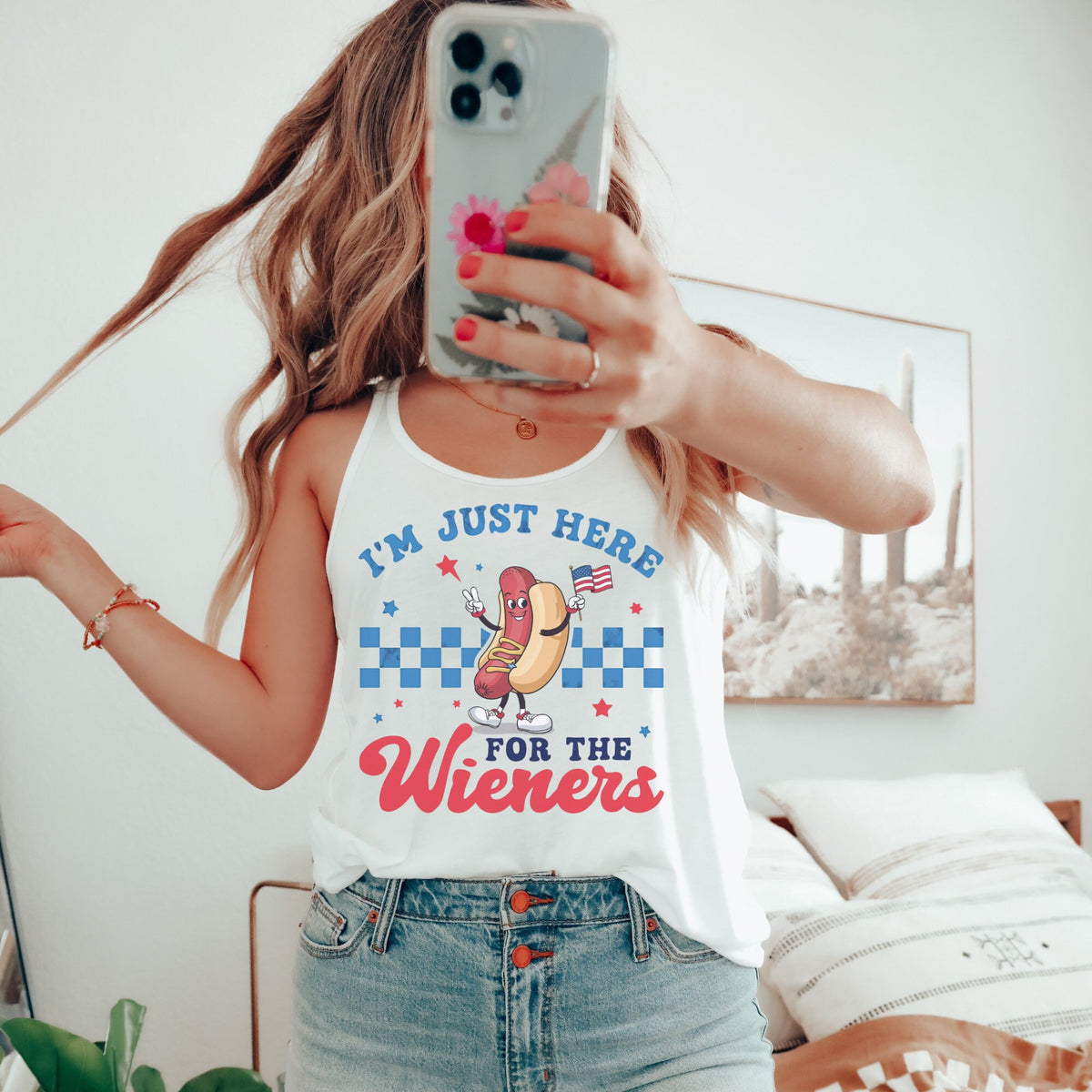 I39m Just Here for The Wieners Tank Top Just Here for the Wieners Tank Funny July 4th Tank Tank Top – Soft Feel · Top Pick For Any Outfit