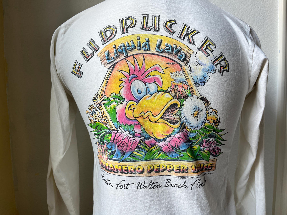 Vintage 9039s Fudpucker Liquid Lava Long Sleeve TShirt Size S Graphic Tee – Aesthetic Look · Trending Graphic Apparel