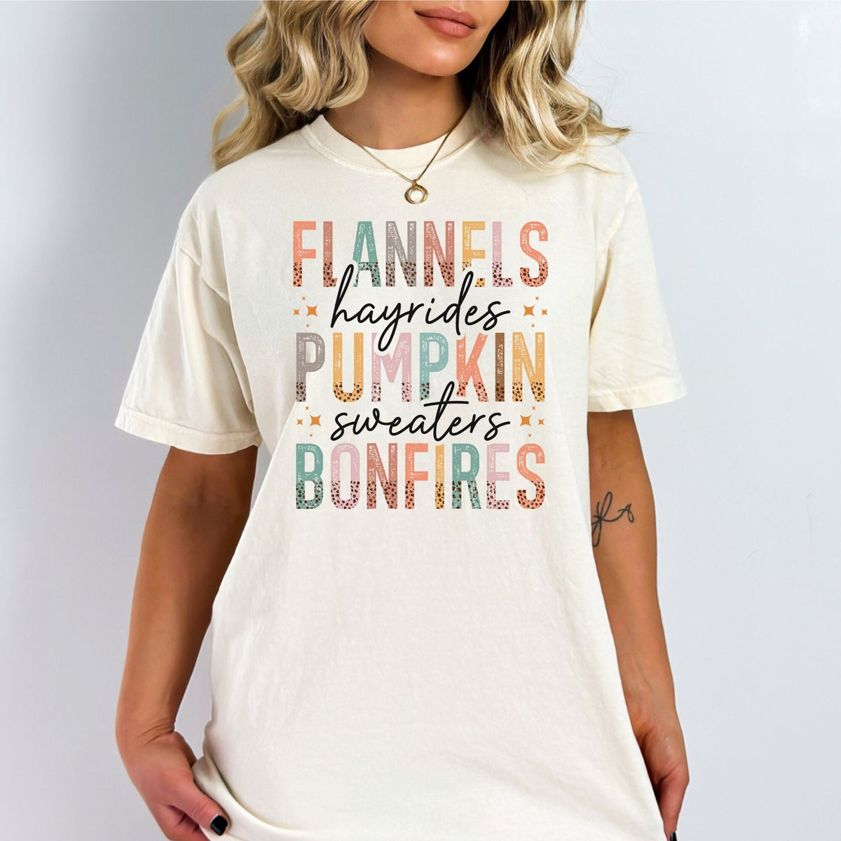 Comfort Colors Flannels Hayrides Pumpkin Sweaters Bonfires Fall Vibes Tis The Season Autumn Tshirt Graphic Tee – Feel-Good Design · Top Pick For Any Outfit
