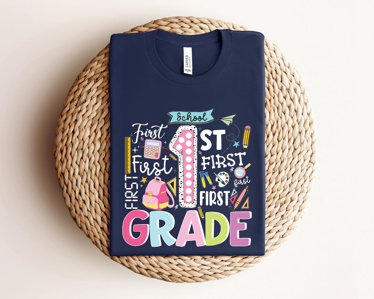 Hello First Grade Shirt Back To School Shirt Hello First Grade Rainbow Shirt First Grade Shirt First Grade Teacher Shirt1st Grade Shirt Graphic Tee – Premium Graphic · Trending Graphic Apparel