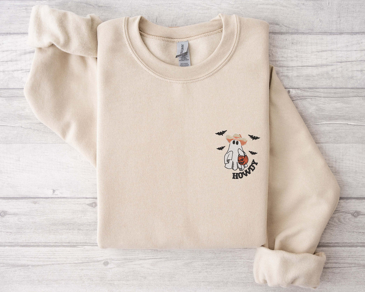 Embroidered Howdy Ghost Sweatshirt Embroidered Halloween Shirt Halloween Ghost Sweatshirt Western Halloween Shirt Halloween Sweatshirt Sweatshirt – Fan Favorite · Must-Have Style