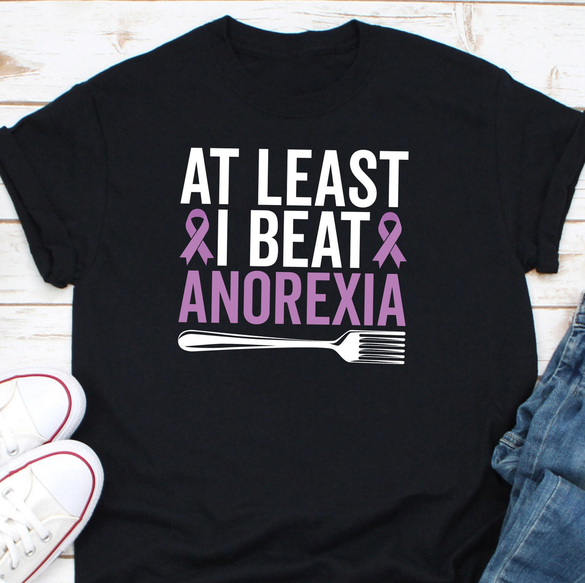 At Least I Beat Anorexia Shirt Anorexia Disease Awareness Shirt Anorexic Patient Warrior Shirt Anorexia Nervosa Eating Disorder Shirt Graphic Tee – Feel-Good Design · Great Gift For Fans