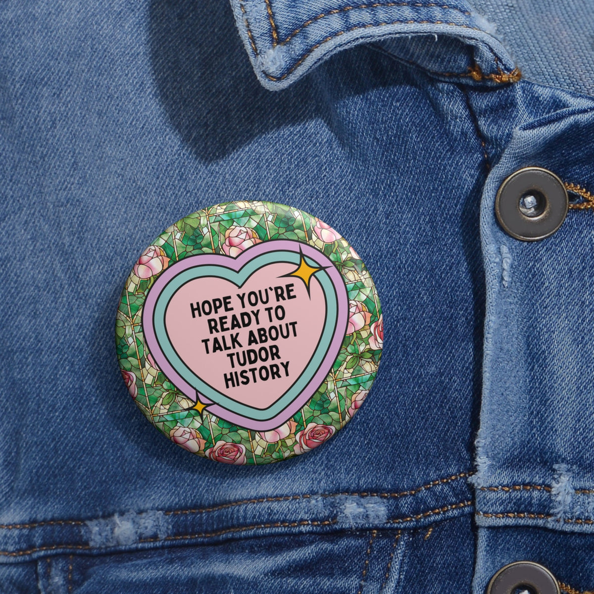 Floral Tudor History Pinback Button History Teacher English History Professor Cute Social Studies Gift British History Whimsigoth Button Graphic Tee – Aesthetic Look · Great Gift For Fans