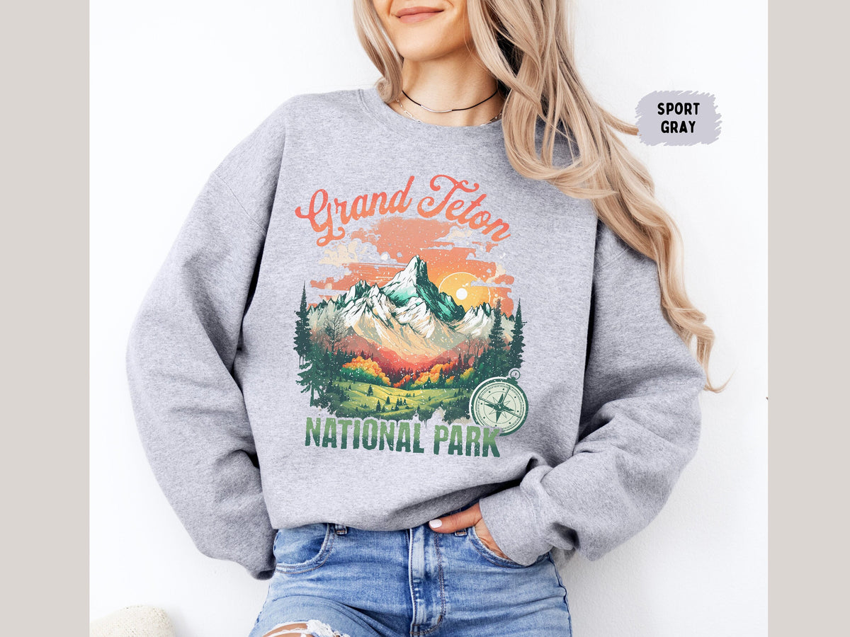 Grand Teton National Park Sweatshirt Wyoming State Park Sweater Grand Teton Granola Girl Camping Sweatshirt Grand Teton gifts Hiking Shirt Sweatshirt – Soft Feel · High-Quality Print