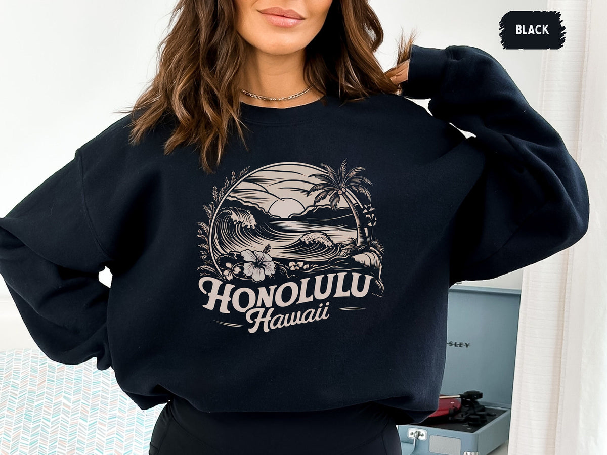 Vintage Honolulu Hawaii Sweatshirt Retro Hawaii Crewneck Beach Sweatshirt Beachy Sweater Sunset Sweatshirt Summer Sweatshirt Homolulu Sweat Sweatshirt – Fan Favorite · Great Gift For Fans