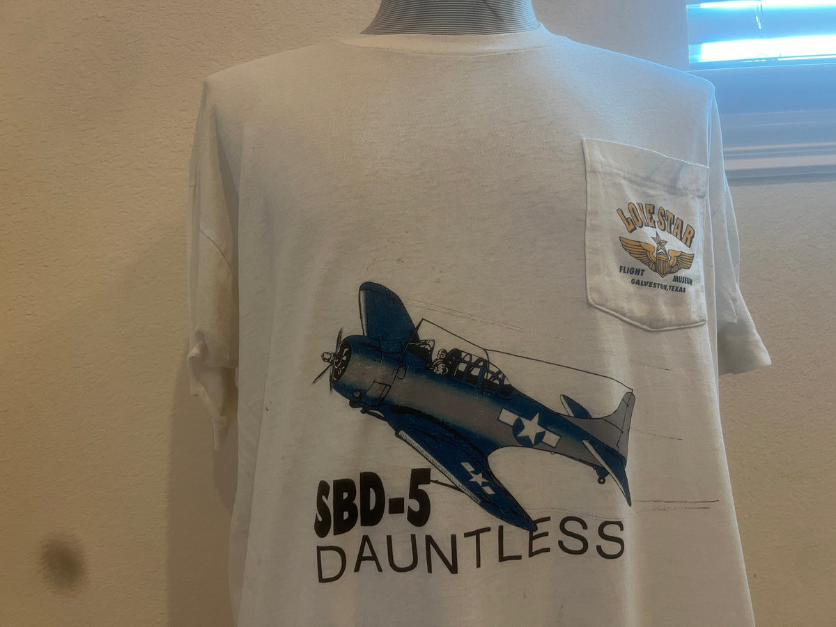 Vintage 9039s SBD5 Dauntless Plane Lone Star Flight Museum White Pocket T Shirt Size XL Graphic Tee – Easygoing Wear · Trending Graphic Apparel