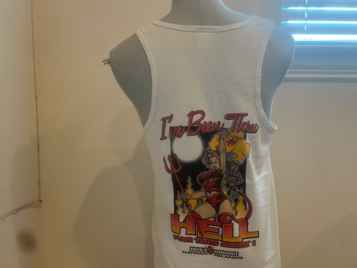 Vintage 9039s Devil39s Hangout Cayman Islands White Tank Top Size M Tank Top – Cozy Vibes · High-Quality Print