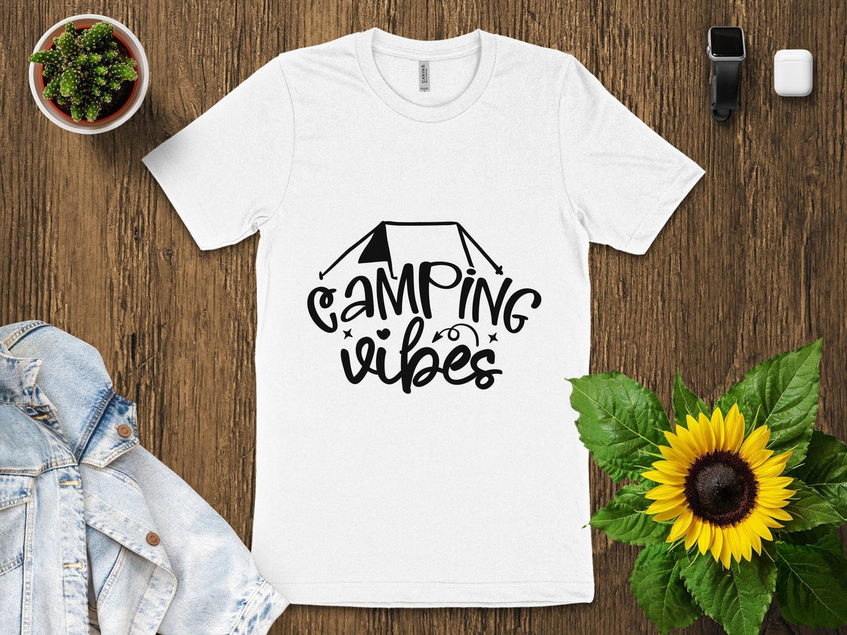 Unisex Camping Vibes T Shirt Outdoor Lover39s Tee Nature Adventure Shirt Graphic Campfire Shirt Graphic Tee – Cozy Vibes · Perfect For Daily Wear