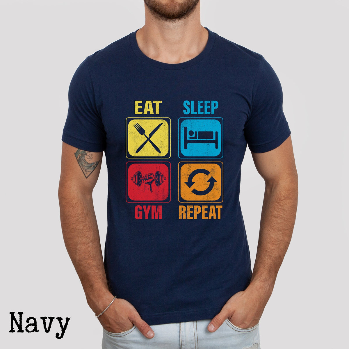 Eat Sleep Gym Repeat Shirt Gym Shirt Workout Shirt Exercise Shirt Weightlifting Shirt Workout Motivation Gym Gift Gym Apparel Graphic Tee – Warm & Stylish · Trending Graphic Apparel