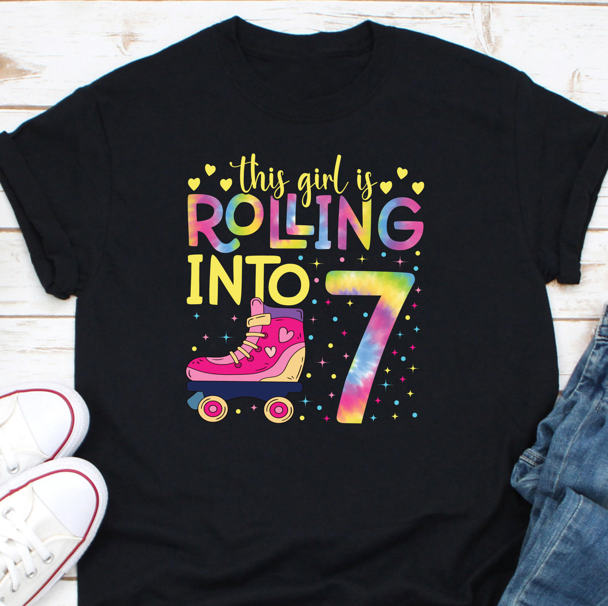 This Girl Is Rolling Into 7 Shirt Roller Blade Shirt Roller Skate Girl Shirt Roller Skating Birthday Shirt Roller Skate Party Shirt Graphic Tee – Bold Style · Perfect For Daily Wear