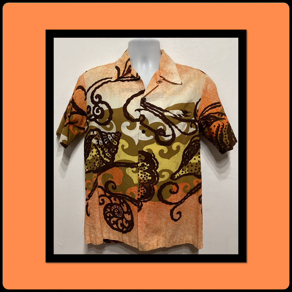 HS136 Vintage 1960s70s bark cloth cotton tiki style Hawaiian shirt by Malihini Graphic Tee – Aesthetic Look · High-Quality Print