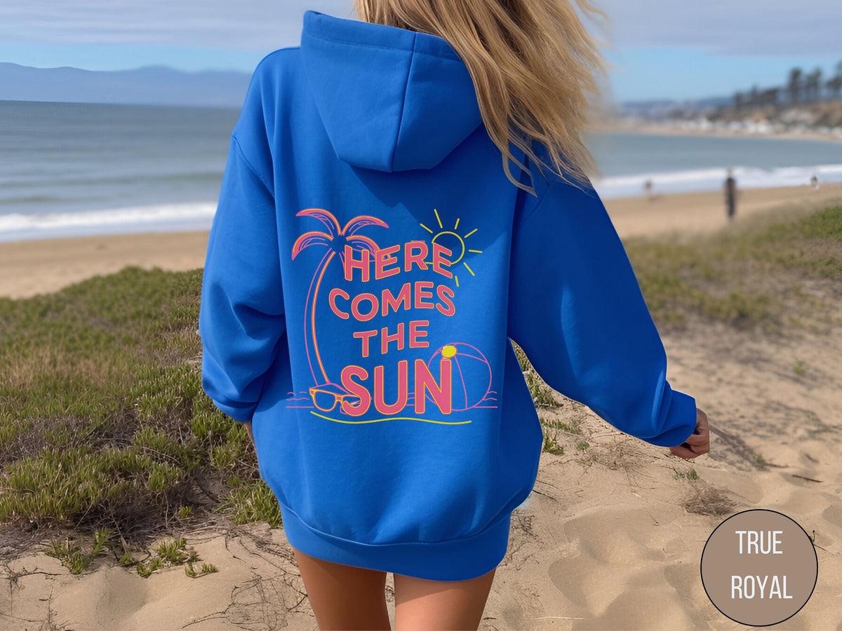 Retro Here Comes The Sun Hoodie Neon summer Sweatshirt Hawaii shirt Vintage Summer tshirt Boho Summer Shirt sun tshirt Surf Hoodie Hoodie – Easygoing Wear · Perfect For Daily Wear