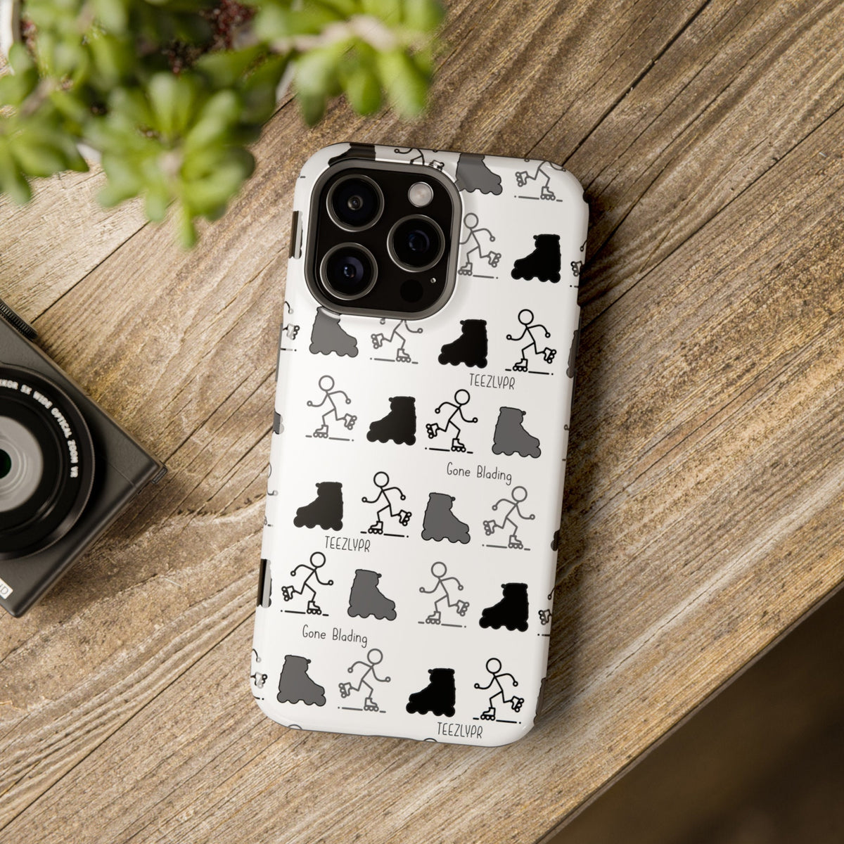 Gone Blading TEEZLYPR phone case compatible with iPhone Roller Blade pattern phone cover funny rollerskate phone case Graphic Tee – Aesthetic Look · Must-Have Style