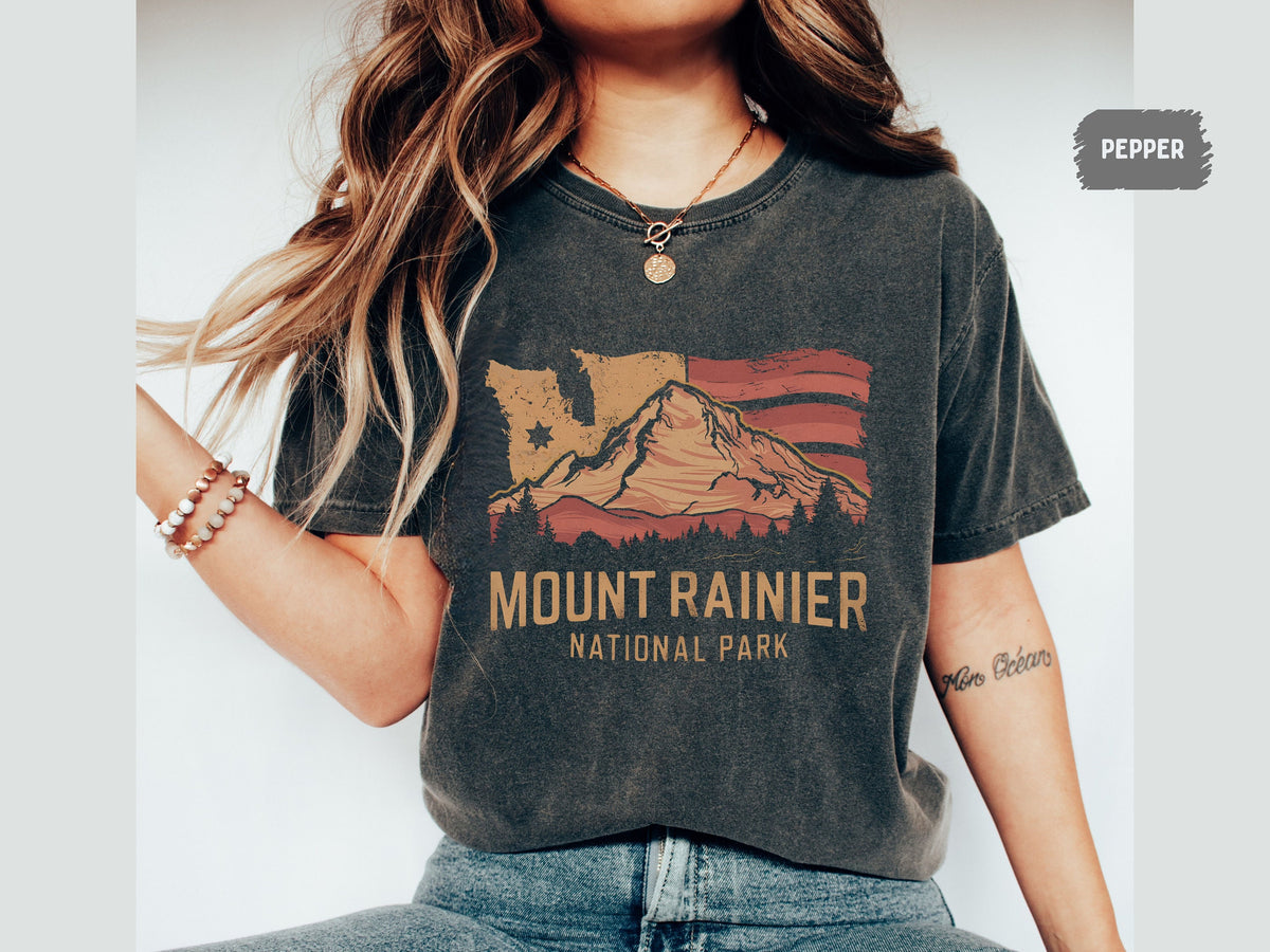 Vintage Mount Rainier National Park shirt Washington State Map Tshirt Mount Rainier National Park gifts Mount Rainier Souvenir Hiking tee Graphic Tee – Feel-Good Design · High-Quality Print