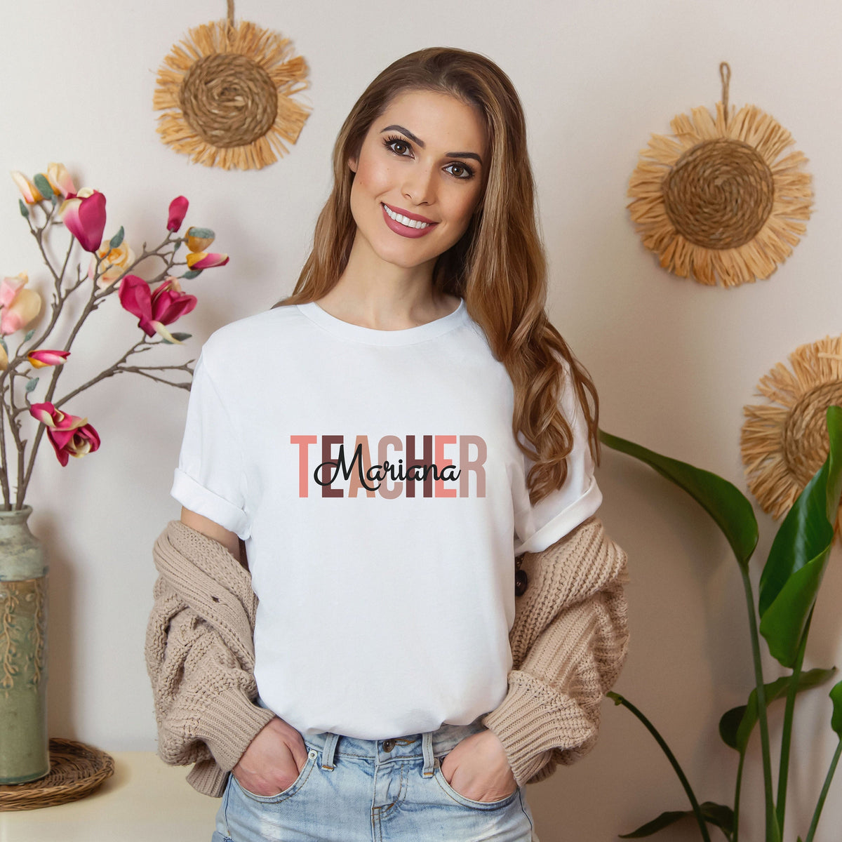 Teacher Shirt with Name Teacher Appreciation Gift for Teacher Personalized Teacher Shirt Custom Teacher Tshirt Cute Teacher Team Shirts Graphic Tee – Feel-Good Design · Trending Graphic Apparel
